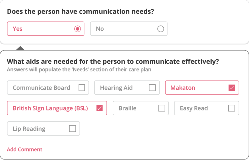 risk assessment interface