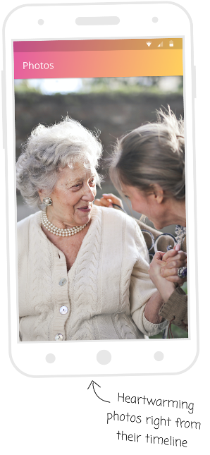 timeline-photos-family-2 screenshots of family care platform on phones