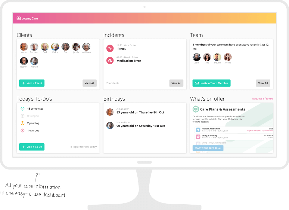 rch-desktop live-in care software on a desktop