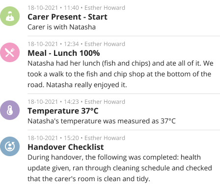 evidence-care live-in care software logs